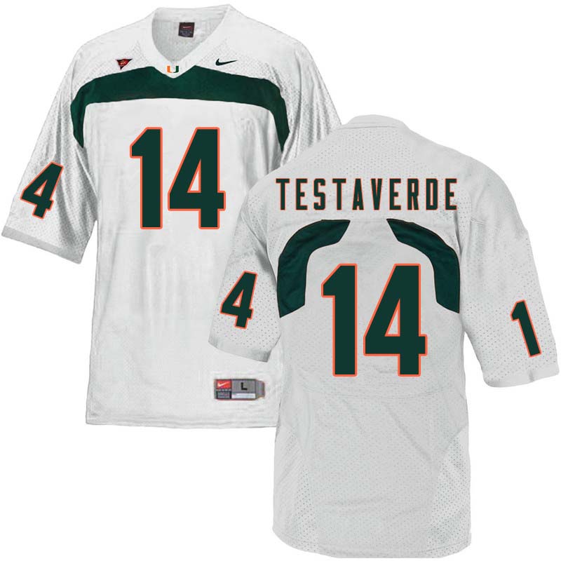 Nike Miami Hurricanes #14 Vinny Testaverde College Football Jerseys Sale-White - Click Image to Close